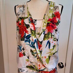 White House Black Market Sleeveless Tropical Print Top